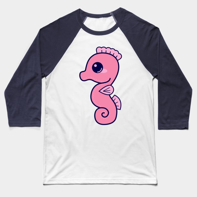 Sea Horse Pinky Baseball T-Shirt by Carmentrotta